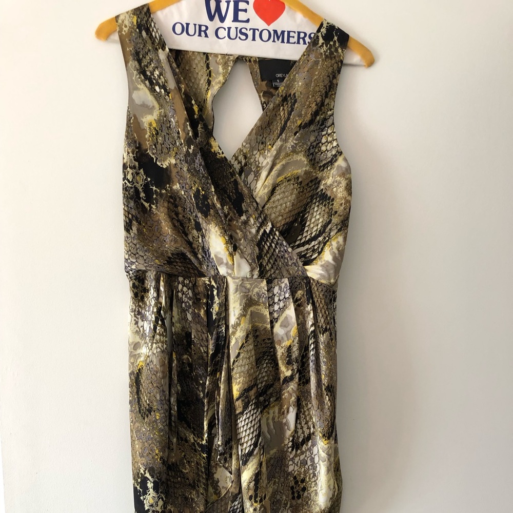 Greylin silk mini faux wrap dress